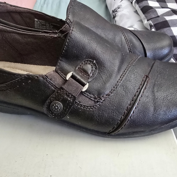 Women's Dark Brown Leather Slip-On Shoes - Picture 2 of 5